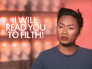 Jujubee-library-reading-to-filth