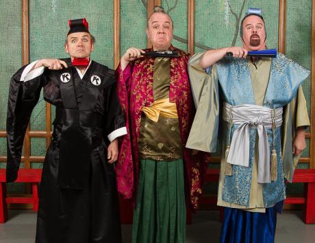 L-R: Dave Ross as Koko, William Darkow as Pish Tush, and Craig Cantley as Poo Bah